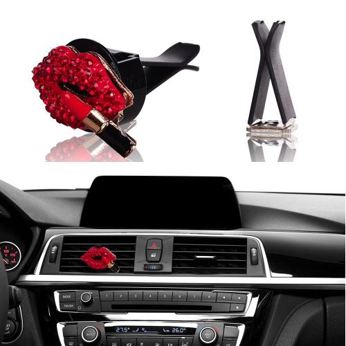 Bling crystal car air vent rhinestone interior decoration diamond red lipstick