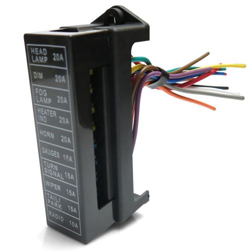 Fuse block panel 10 gang 12 volt blade style fuses ground