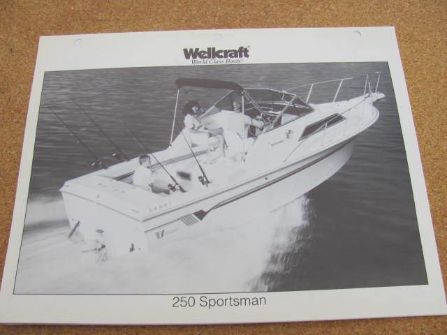 1992 wellcraft 250 sportsman  world class boat  photo/specs parts catalog manual