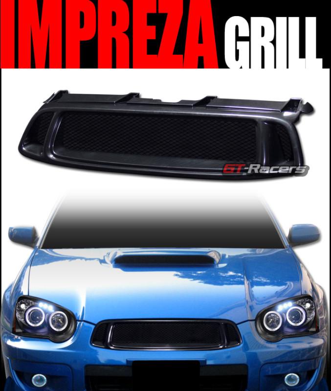 Black aluminum mesh front hood bumper grill grille abs 2004-2005 impreza wrx sti