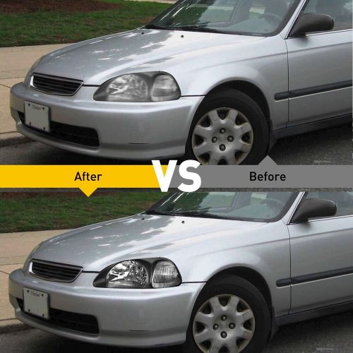 For 1996-1998 Civic Honda Passenger Side Driver Headlight Black Pair Housing, US $79.99, image 3