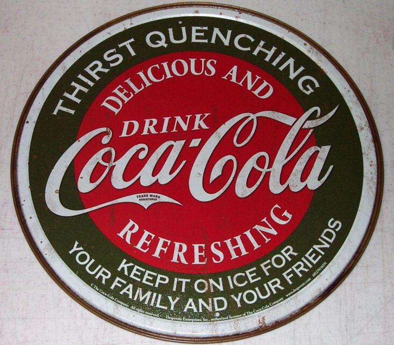 Drink coca-cola delicious & refreshing 12" tin sign man cave garage coke
