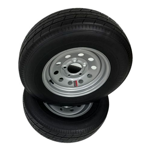 2-pack st175/80r13 radial trailer tire, lrc, 6 ply, modular 5 lug silver rim new