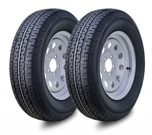 2 fc trailer tire assembly st205/75r15 8-ply silver mod rim 5 lug on 4.5&#034;