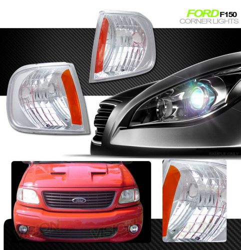 For 97-03 f150/f250/expedition chrome amber turn parking corner lights lamp pair