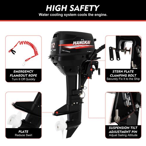 2-Stroke 169CC Outboard Boat Engine Motor w/ Water Cooling System CDI Heavy Duty, US $1,061.17, image 3