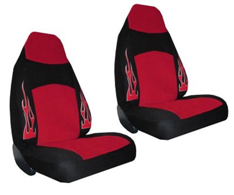 Synthetic Leather Red Black Flame High Back Car Seat Covers 7pc Pkg #1, US $48.93, image 2