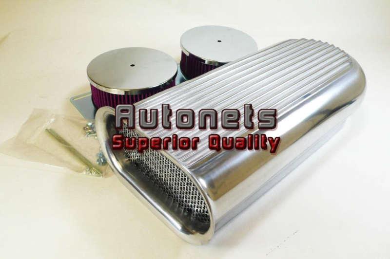 Hilborn dual carb fin aluminum air cleaner scoop washable filter hot street rod