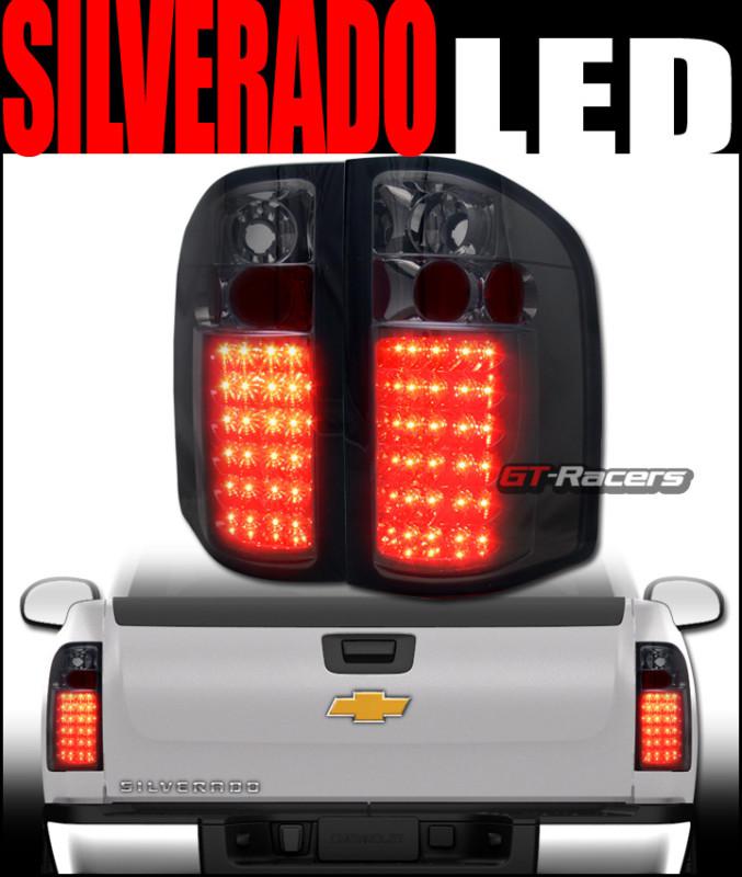 Smoke tint lens led tail lights lamps 2007-2011 chevy silverado 1500 2500 truck