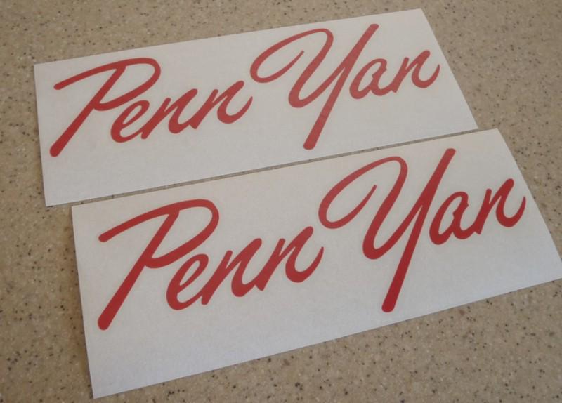 Penn yan vintage boat decals die-cut 2-pak red 12" free ship + free fish decal!