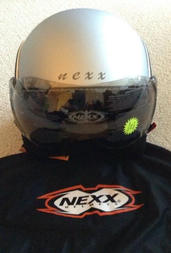 Nwt nexx x60 vintage grey and black leather open face helmet size medium