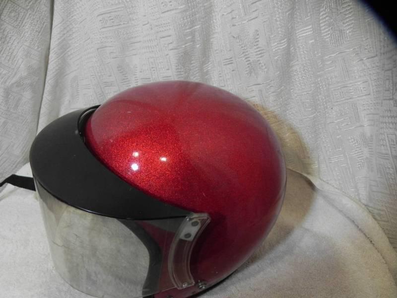 Vintage red sparkle motorcycle helmet open face w/ shield estate find!