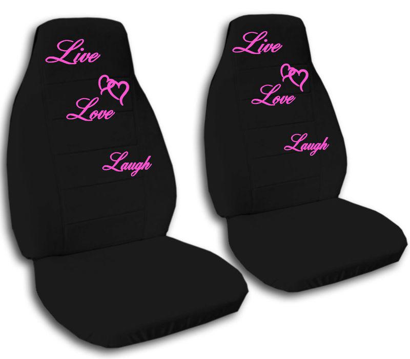 Buy FRONT SET CAR SEAT COVERS TO LIVE LOVE AND LAUGH BLACK AND HOT PINK