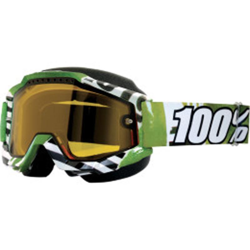 New 100% accuri snow motocross adult goggles, subway green(multi), yellow lens