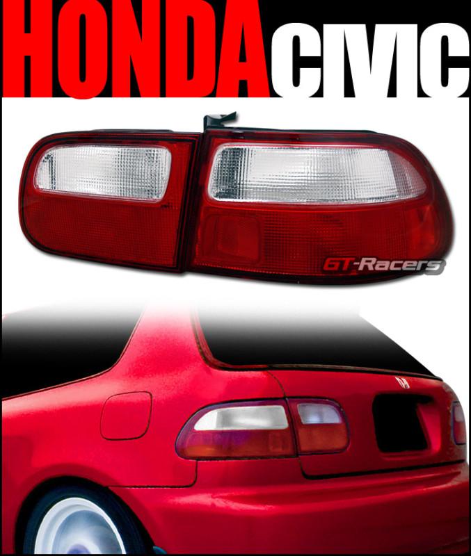 Jdm red clear tail lights brake lamps k2 1992-1995 civic eg eg6 3d 3dr hatchback