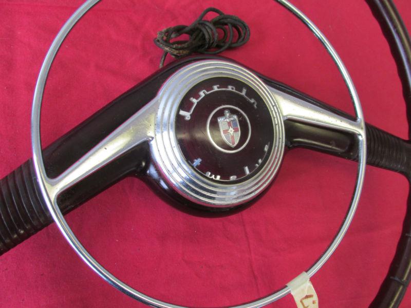 1946-48 LINCOLN CONTINENTAL STEERING WHEEL W/HORN RING EMBLEM NICE 1013, US $400.00, image 2
