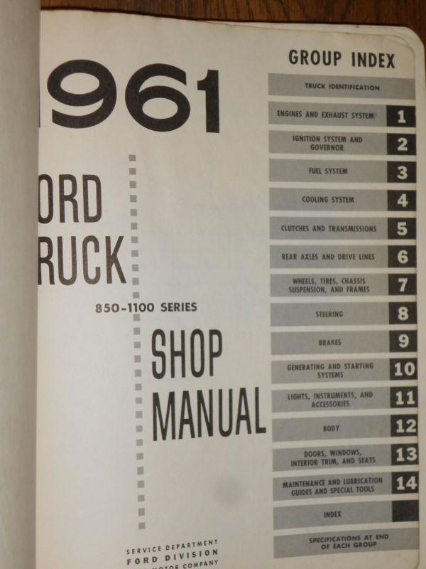 1961 FORD TRUCK SHOP BOOK / SHOP MANUAL/ ORIGINAL 850-1100 SERIES FOR 62 & 63, US $37.50, image 4
