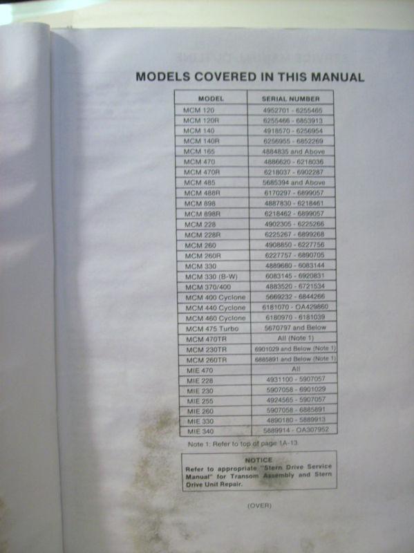 MERCURY SERVICE MANUAL ENGINE SPECIFICATIONS MAINTENANCE & REPAIR #3-4 L6&V8 , US $0.99, image 2