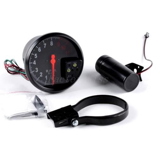 New 5" 7 color 11k rpm tachometer tach gauge w/ warning shift light - black face