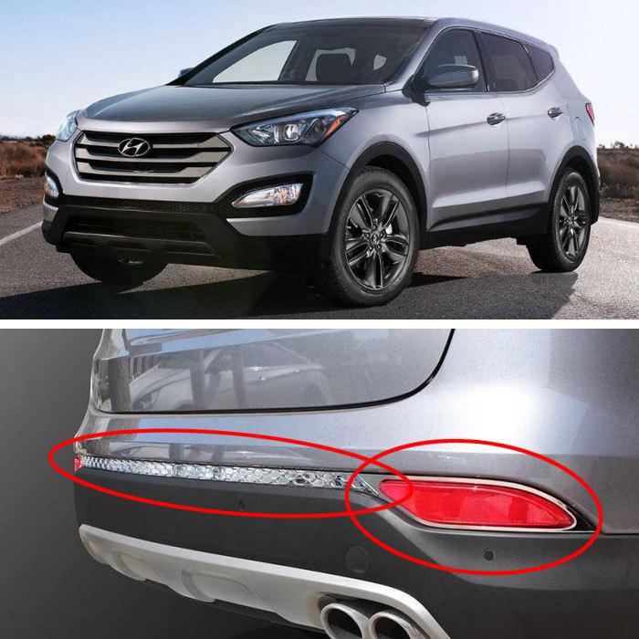 Buy 2012+ Santa Fe/DM Chrome Rear Bumper Molding Set car trim K518 in
