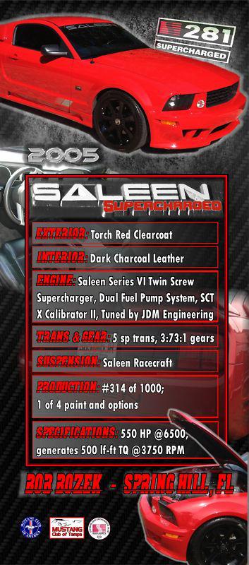  car show display sign board saleen, mustang, ford,cadillac, gm, mopar,