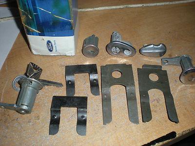 Nos 1963 1964 ford galaxie 500xl door lock ignition key lock and cover set origi