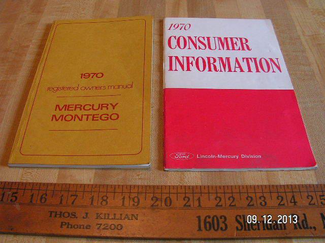 1970 mercury montego original owner's / owners manual