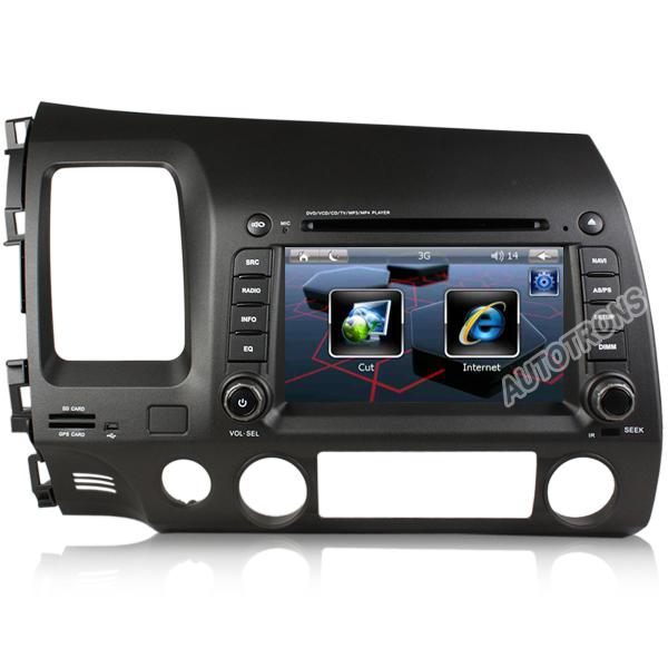 Double din 7"car dvd player gps radio headunit usb ipod bt honda civic 2006-2011