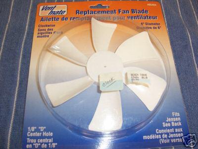 Rv 12 volt fan blade for power roof vents - clockwise rotation - 1/8 d hole
