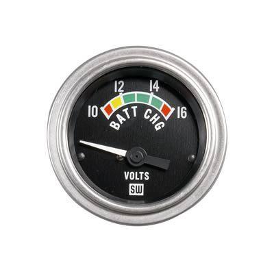 Stewart warner deluxe series electrical voltmeter gauge 2 1/16" dia black face