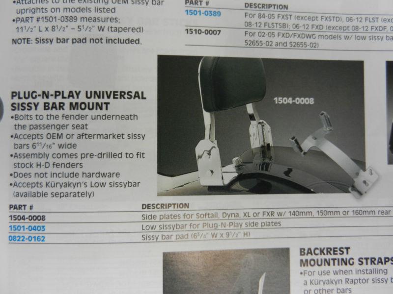Buy KURYAKYN 8998 PlugNPlay HD UNIVERSAL SISSY BAR MOUNT for OEM