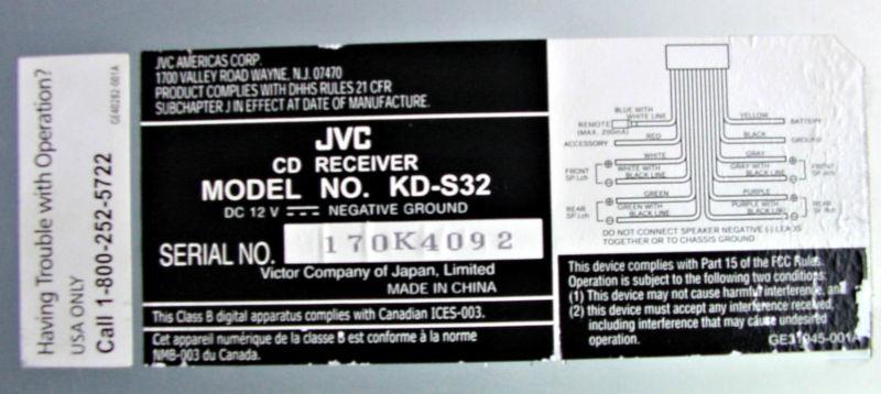 JVC CD RECEIVER KD-S32, US $29.99, image 3