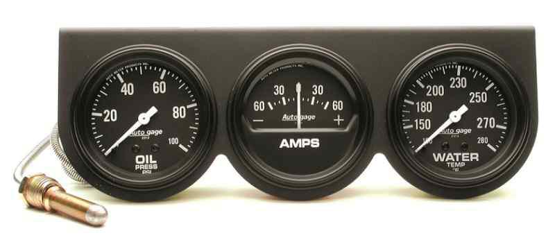 Auto meter 2394 three gauge console black- for 2 5/8"oil press./amp/water temp.