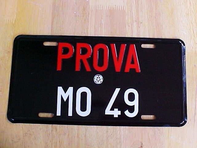 Ferrari prova license plate reproduction test plate oem
