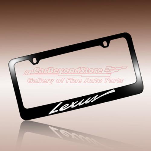 Lexus script engraved black metal license plate frame, licensed, + free gift