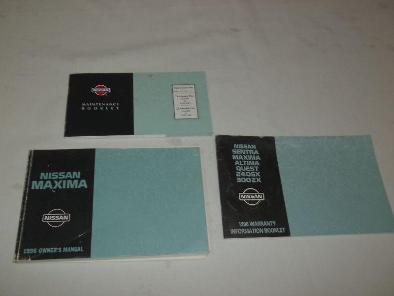 1996 nissan maxima owner's manual 4/pc.set & black nissan trifold case.free s/h
