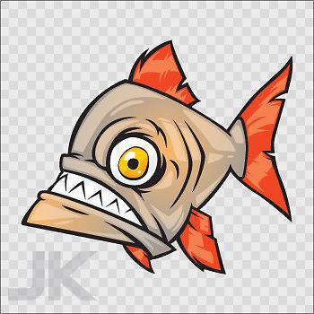 Sticker decals fish fresh water piranha characiformes amazon angry 0500 x6zaf