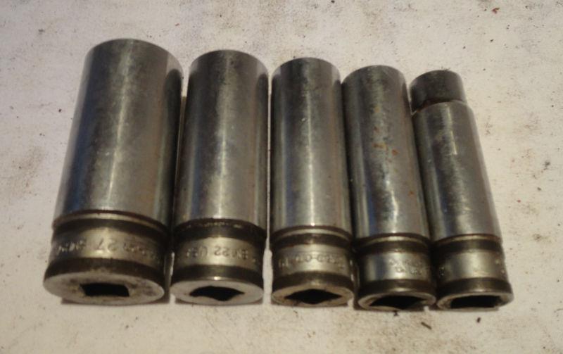 Snap-on vintage tool lot of 5 1/2" drive deep metric sockets