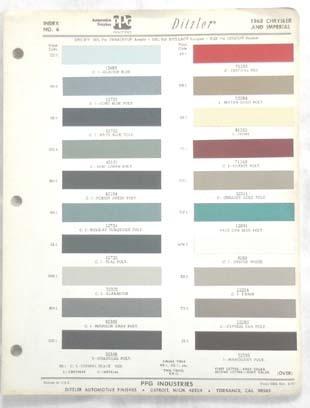1963 chrysler and imperial ppg color paint chip chart all models original mopar 