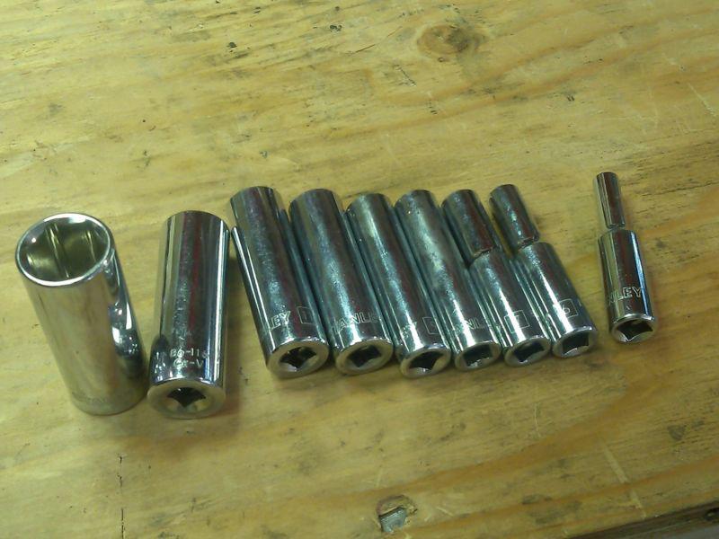 9 piece metric stanley 1/4" drive deep socket set 6 point