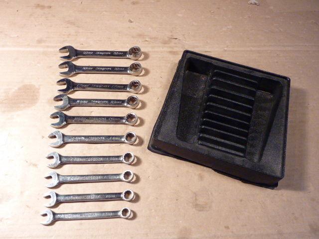 Snap on metric combination short wrench set used w/ tray oexm19b excellent 10
