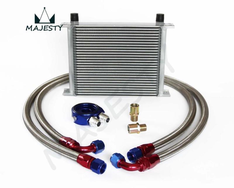 28 row an-10an universal engine transmission oil cooler silver+ filter kit blue