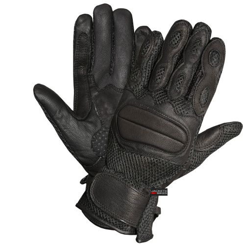 Leather mesh on-road gloves motorcycle bike street glove black