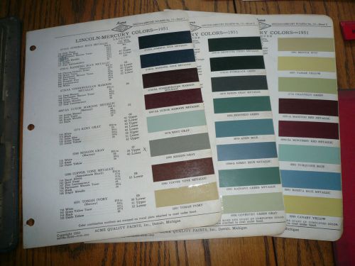 1951 lincoln mercury acme proxlin color chip paint sample