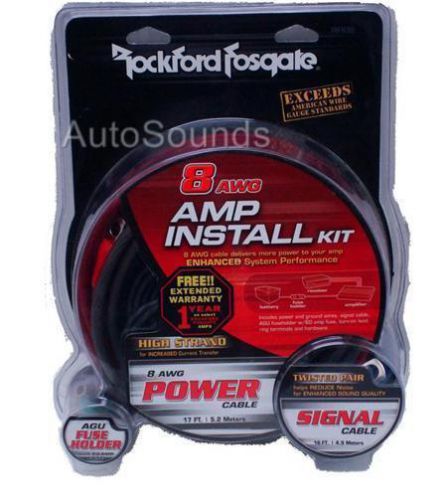Rockford fosgate rfk8i true 8 gauge awg amplifier wire kit rca interconnect