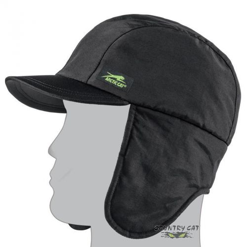 Arctic cat aircat fleece lined nylon earflap winter beanie hat - black 5263-050