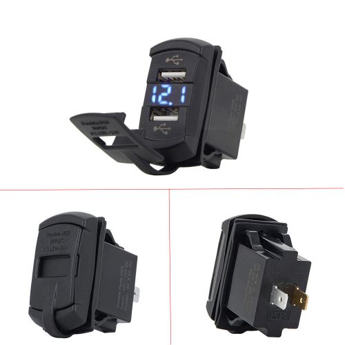 12v 4.2a usb charger socket voltage voltmeter rocker switch panel car truck pdas