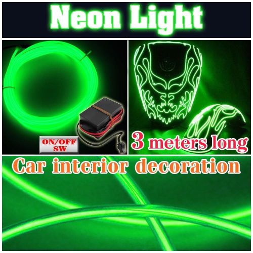 Purchase Flexible Neon Light Glow EL Wire Rope Car Party Strip + Driver 3m 12v Tube Green in