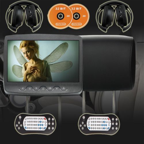 Black 2x hd 10.1&#034; digital car dvd player radio fm usb/sd game+free ir headphones