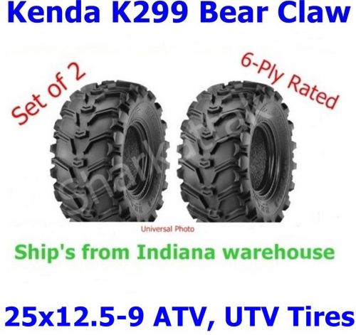 25x12.5-9 kenda bear claw k299 atv tires, 6-ply rated, set of 2